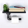 Hanah Home Boruraf239 Portarrollos de Papel Higiénico MDF Negro y Plata Montaje en Pared 30x12x23 cm